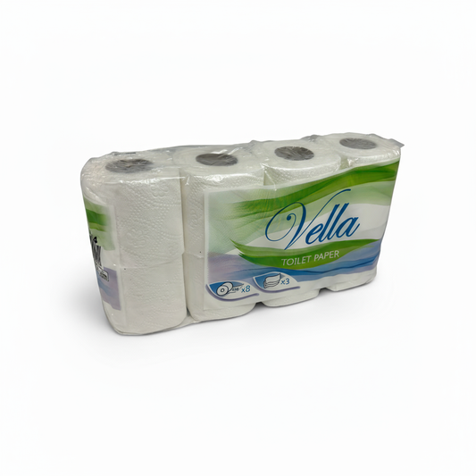 Vella Classic Toilettenpapier, Einzelpackung, 3-lagig, Produktfoto auf weißem Hintergrund